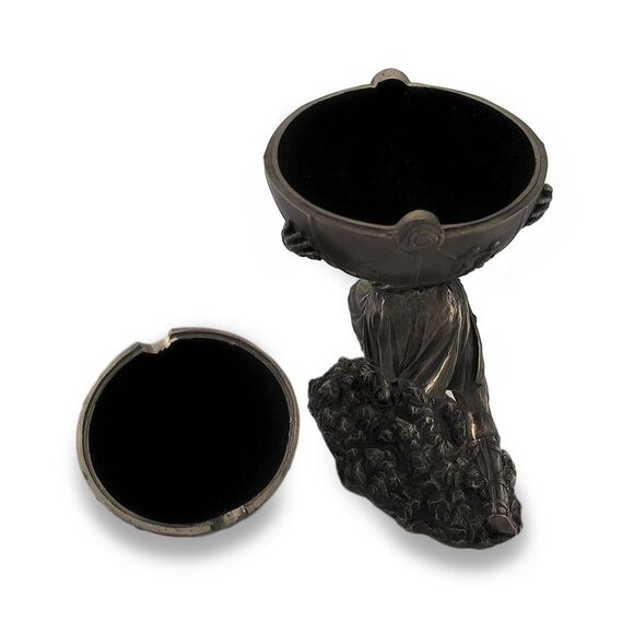 Bronzed Atlas Holding Up Celestial Sphere Statue/Storage Box - Picture 3 of 3